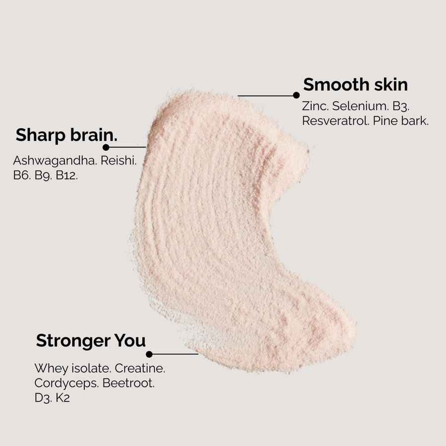 Close-up of Second Self Eton Mess longevity powder showing natural strawberry and vanilla texture